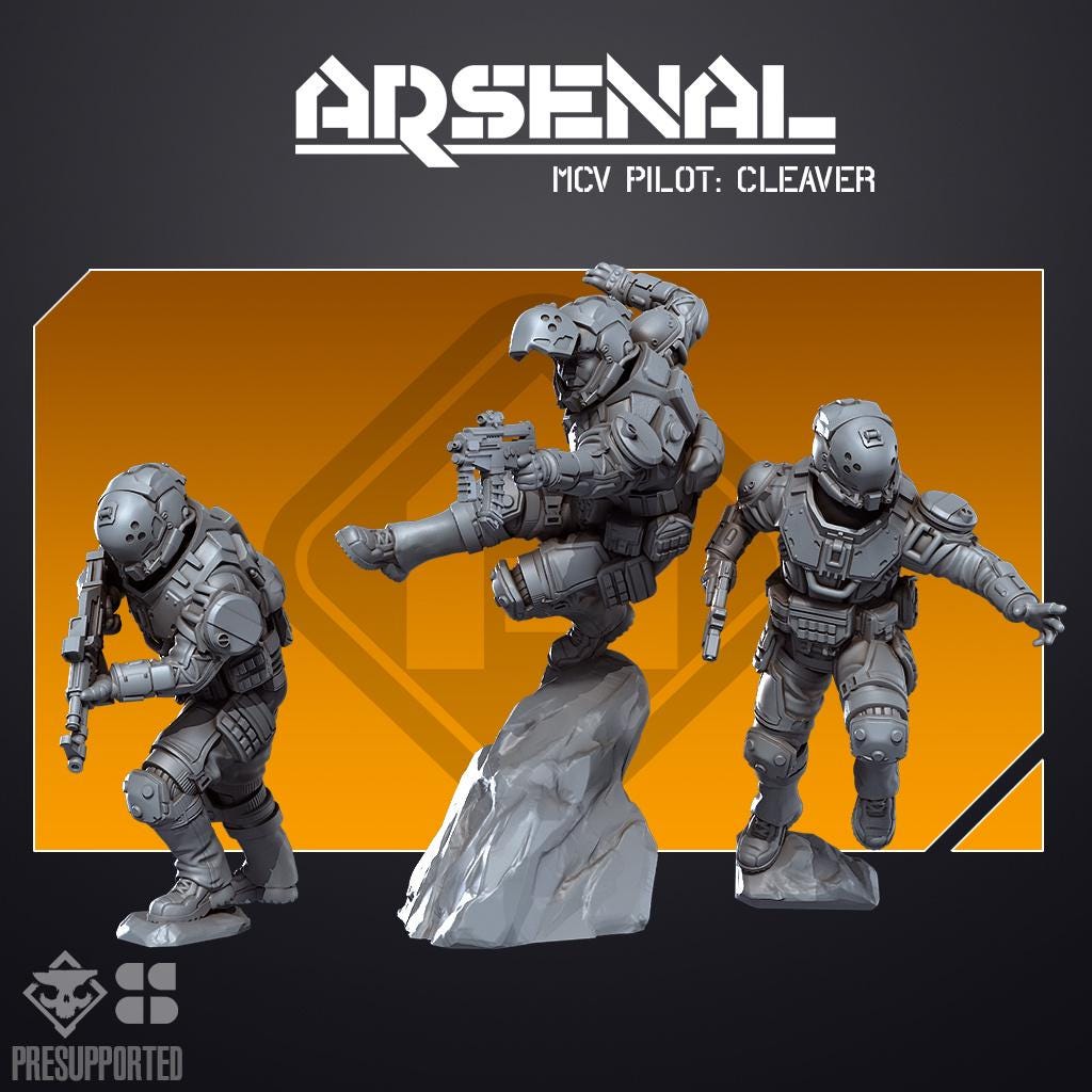 Arsenal MCV Pilot Cleaver - SkullForge Studios - Sci-Fi Tabletop Miniatures